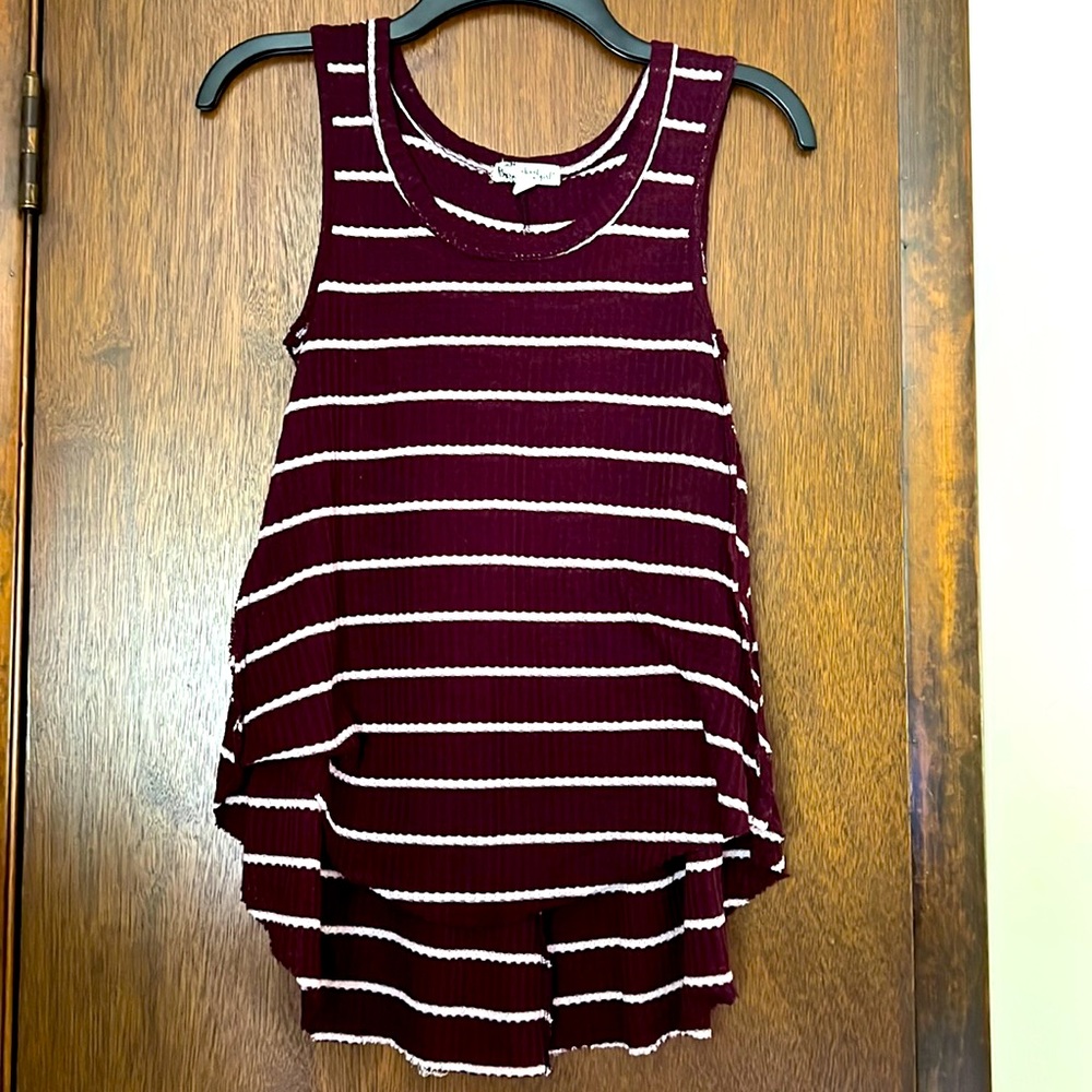 Stripped tank top/coverup with high low design, longer in the back. Size small